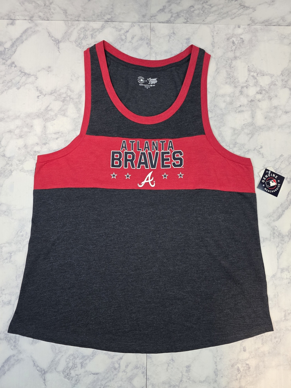 Campus Lifestyle MLB Atlanta Braves Tank Top Charcoal Gray Red XL